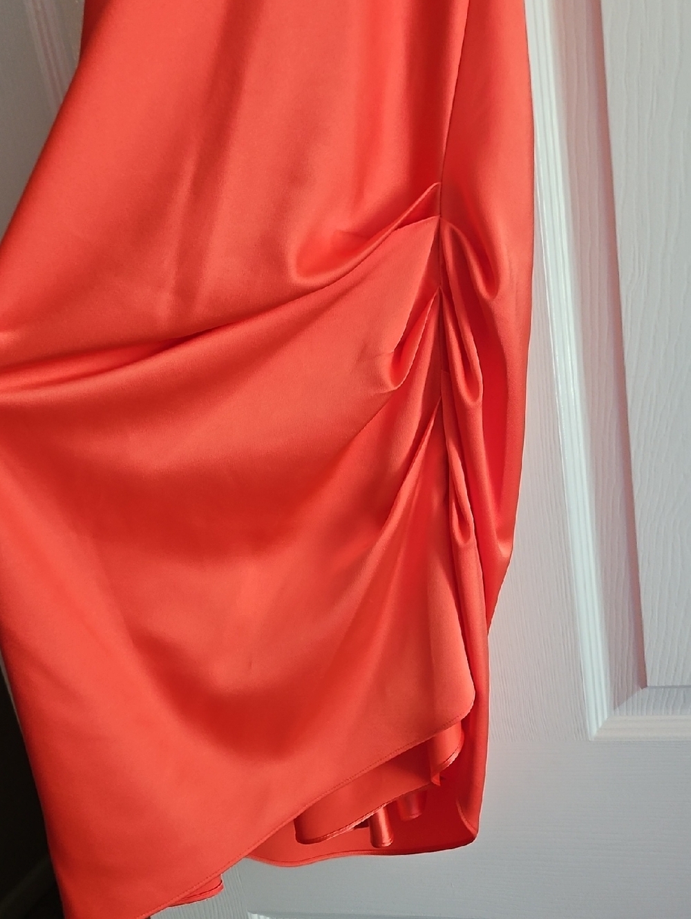 NWT Gianni Bini Peyton Satin Mini Sheath Dress: Color- Mandarin: Size- 6 - Picture 6 of 12